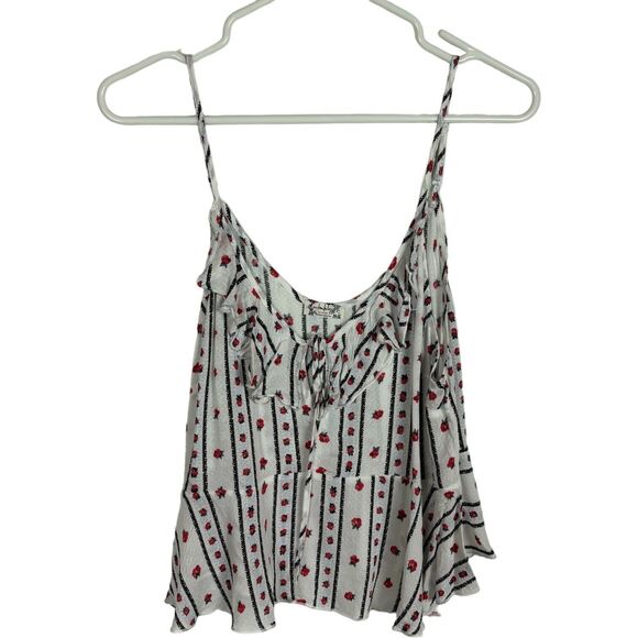 Intimately Free People White Red Floral Semi Sheer Cami Top Women's Size Medium - Picture 5 of 10